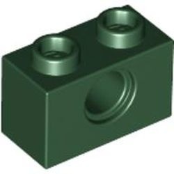 3700-80 Technic, steen 1x2 met gat groen, donker NIEUW *