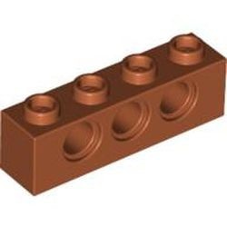 3701-68G Technic, steen 1x4 met 3 gaten oranje, donker gebruikt *1D055