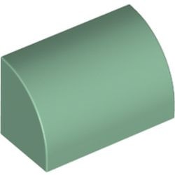 37352-48 Dakpan 1x2x1 halfrond groen, zandkleurig NIEUW *1B074