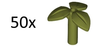 37695-155B PLANTPROMO: 50x Plant met 3 blaadjes op steel groen, olijf NIEUW *5C082