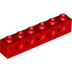 3894-5 Technic, steen 1x6 met 5 gaten rood NIEUW *