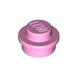 4073-104 Platte plaat 1x1 rond roze, helder NIEUW *1B206