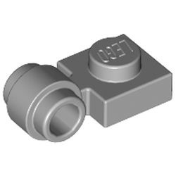 4081b-86G Platte plaat 1x1 met gesloten clip (dikke ring) grijs, licht (blauwachtig) gebruikt *1B314