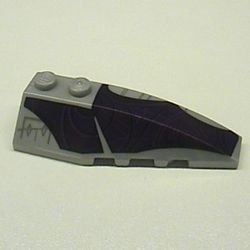 41747px1-66G Steen, wig 6x2 links met paars vleugelpatroon grijs, lichtparel gebruikt *5S052