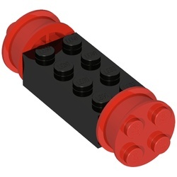 4180c02-5G Steen 2x4 rode wielen rood gebruikt *5W000