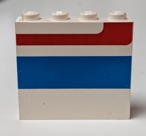 4215ap07-1G Paneel 1x4x3 brede blauwe en smalle rode streep, links wit gebruikt *0D0000