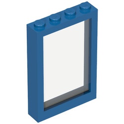 4347-7G Raam 1x4x5 met vast glas (zie ook 2493) blauw gebruikt *1C036