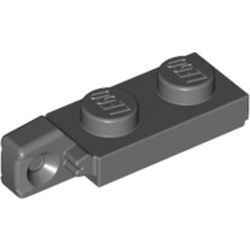 44301-85G Scharnierplaat 1x2- 1 vinger aan einde grijs, donker (blauwachtig) gebruikt *1B332