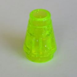 4589b-163 Kegel 1x1x1 transparant neongroen, glitter NIEUW *1B086