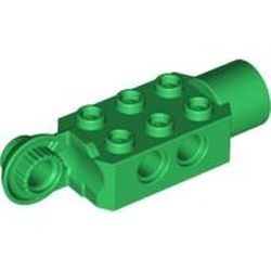 47432-6G Technic, steen 2x3 met gat and Rotation Joint Ball Half vericaal, rotation join socket groen gebruikt *