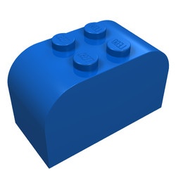 4744-7G Steen 2x4 afgerond boven met 4 noppen bovenop blauw gebruikt *0K0000