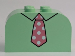 4744px19-38G Steen 2x4x2 met ronde top Overhemd met roze das groen, licht gebruikt *0K0000