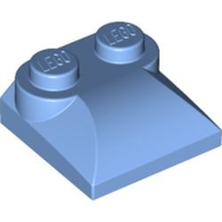 47457-42 Steen 2x2x 2/3 twee noppen, gebogen einde (kikker) blauw, midden NIEUW *1B188