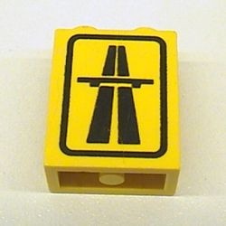4864ap01-3G Paneel 1x2x2 met snelweg-logo geel gebruikt *0D0000