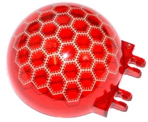 50747pb08-17 Ruit halve bol 6x6x3met 2 scharnieren Compound Eye patroon transparant rood NIEUW *