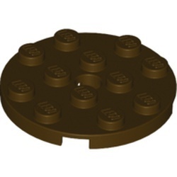 60474-120 Platte plaat 4x4 rond bruin, donker NIEUW *1B210