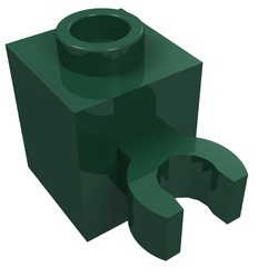 60475-80 Steen 1x1 met clip verticaal (open OF dichte nop) groen, donker NIEUW *1B031