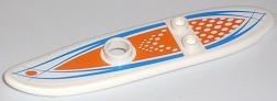 6075pb02-1G Surfbord met oranje en blauw patroon (Stickers) wit gebruikt *1E012