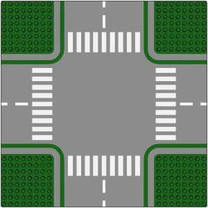 611p01-6 Wegenplaat 32x32 kruispunt GROEN!! 8 noppen zijkant groen NIEUW *3K000