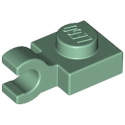 61252-48 Platte plaat 1x1 met horizontale clip groen, zandkleurig NIEUW *1B287