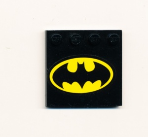 6179pb009-11G Tegel 4x4 met noppen zijkant met Batman Logo (Sticker) zwart gebruikt *5T11-01