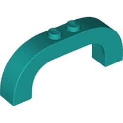 6183-39 Steen, boog180 graden 1x6x2 boven rond turquoise, donker gebruikt *1R034