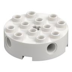 6222-1G Steen, rond 4x4 met gaten wit gebruikt *1R018