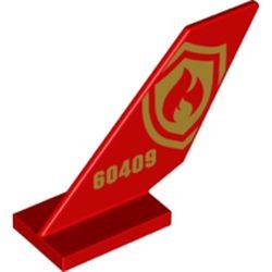 6239pb093-5 Staart op plaat 2x3 Brandweer, nummer 60409, vlammen en schild rood NIEUW *0D0000