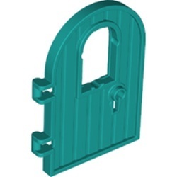 64390-39 Deur 1x4x6 boven rond met sleutelgat (randen) 7 planken turquoise, donker NIEUW *