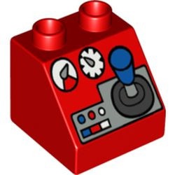 6474pb20-5G DUPLO dakpan 2x2 Joystick, meters en knoppen rood gebruikt *