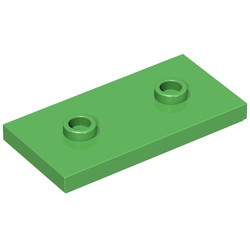 65509-36 Platte plaat 2x4 - 2 centrale noppen groen, helder NIEUW *5C006