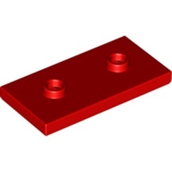 65509-5 Platte plaat 2x4 - 2 centrale noppen rood NIEUW *5C006