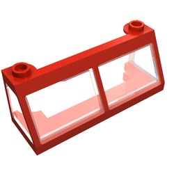 6567c01-5G Trein, raam cabine 2x6x2 vaste TRANSPARANT glas rood gebruikt *1C039