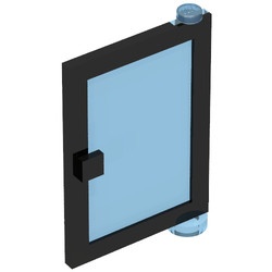 73435c02-11G Deur 1x4x5 rechts met transparant lichtblauw glas zwart gebruikt *1C032