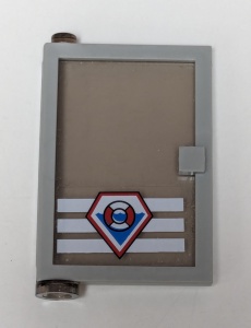 73436c03pb02-9G Deur 1x4x5 links met transparant zwart glas en Coast Guard Logo (Sticker) lichtgrijs (klassiek) gebruikt *5S016