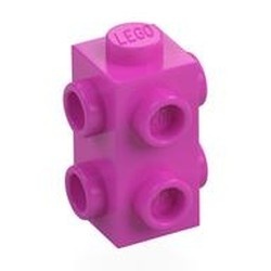7729-47 Steen 1x2 HOOG met twee noppen 3 (!) zijden roze, donker NIEUW *5B028