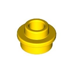 85861-3 Platte plaat 1x1 rond MET GAT IN MIDDEN geel NIEUW *1B235