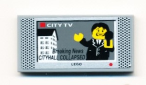 87079pb0022-86G Tegel 2x4 City TV scherm (Sticker) grijs, licht (blauwachtig) gebruikt *5t14-01