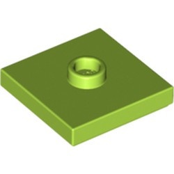 87580-34 Platte plaat 2x2 1 centrale nop lime NIEUW *1B349