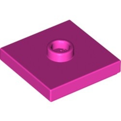 87580-47 Platte plaat 2x2 1 centrale nop roze, donker NIEUW *1B348