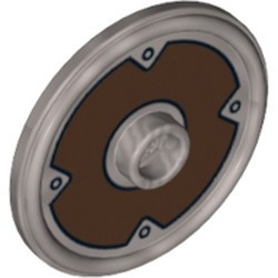 91884pb004-95 Schild rond met nop en donkerbruine ring zilver, mat NIEUW *0L0000
