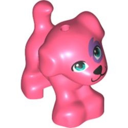 93088pb12-220 Puppy staand, met donkerazuur ogen en middenlavender vlekken rood, koraal NIEUW *0D000
