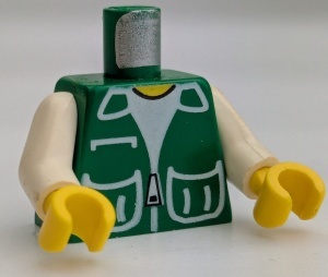 973p73c01-6G Torso, groen vest met wit shirt onder, witte armen groen gebruikt *0B0000