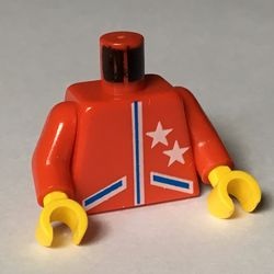 973pb0249c01-5 Torso, race jasje met twee witte sterren en blauwe zakken, rode armen rood NIEUW *0B0000