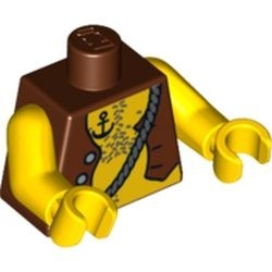 973pb0523c01-88 Torso, piratenvest en anker tattoo bruin, roodachtig NIEUW *0B0000