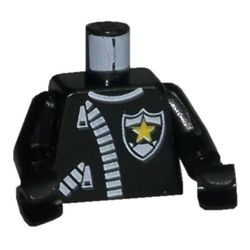 973px9c01-11 Torso, zwart leren vest met ster, zwarte armen zwart NIEUW *0B0000