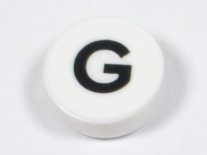 98138pb217 Tegel 1x1 rond letter G wit NIEUW *0L0000