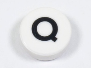 98138pb227 Tegel 1x1 rond letter Q wit NIEUW *0L0000