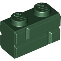 98283-80 Steen met baksteenmotief 1x2 groen, donker NIEUW *