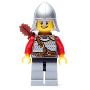 cas448G Leeuwenridder, metallic zilveren helm en pijlenhouder gebruikt *0M0000